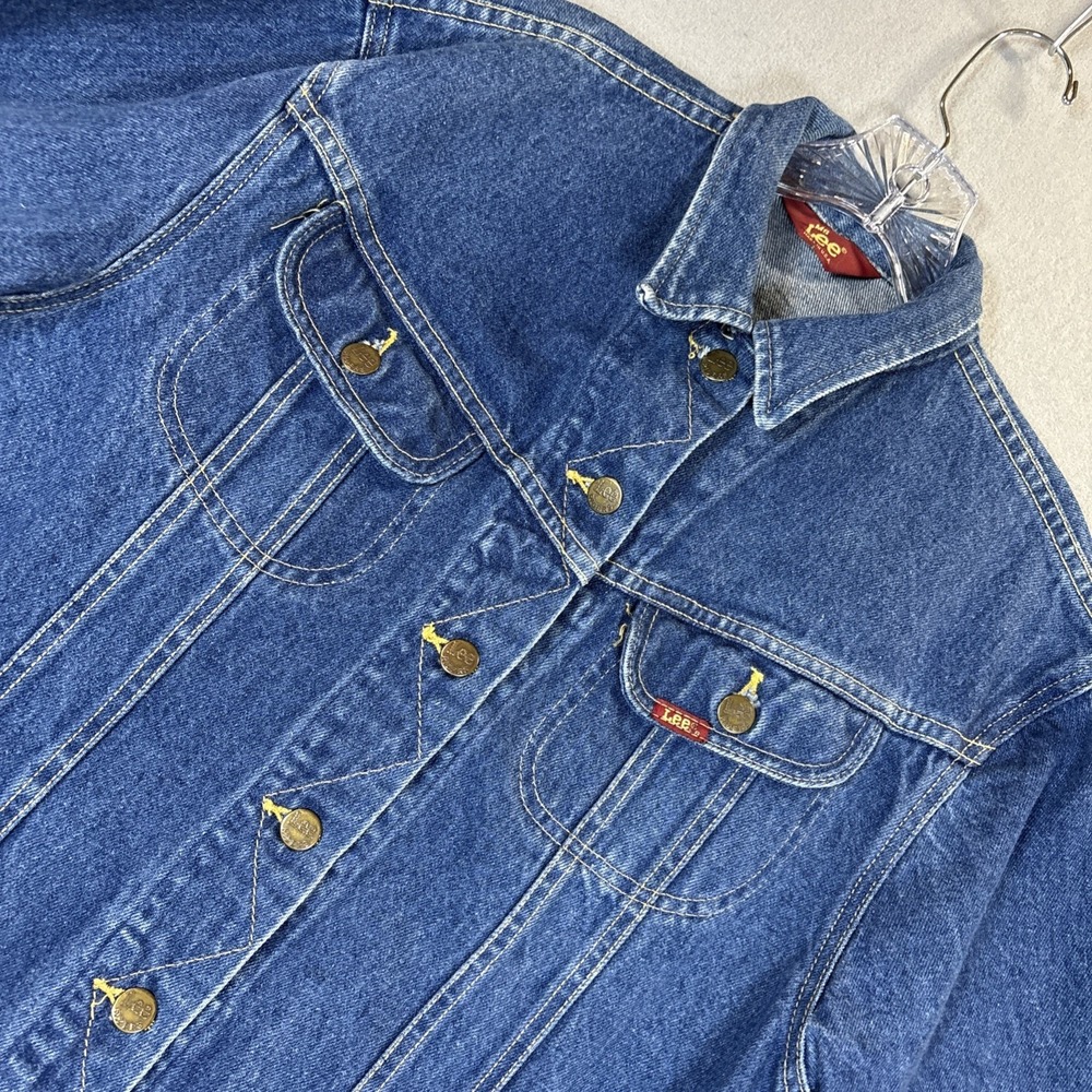 VTG Ms Lee Trucker Jacket Women Med Blue Denim Cowgirl Grunge 80's USA Union
